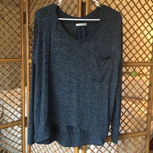 Pure + Good Womens Top Heather Navy Blue